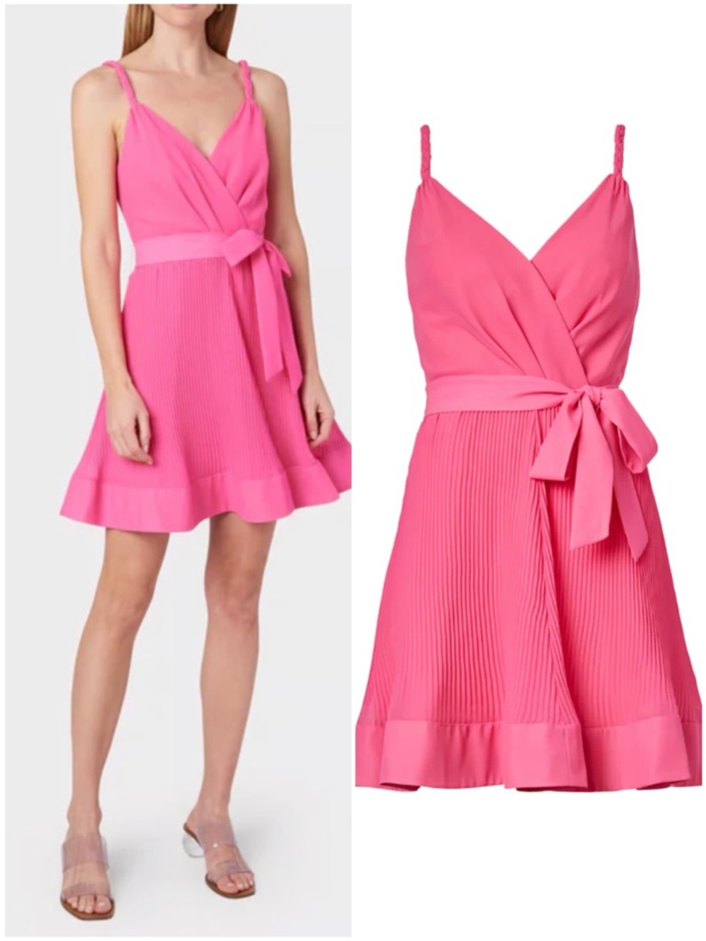 Women’s Pink Mini Wrap Dress with Tie Waist